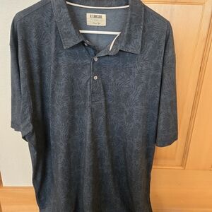 Linksoul Men's Dark Blue Pineapple And Leave Patterned Polo Shirt